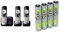 Panasonic KX-TG6823GB DECT Schnurlostelefon mit Anrufbeantworter (3 Mobilteile) schwarz & ANSMANN Akku AAA 550 mAh NiMH 1,2 V (4 Stück) - Micro AAA Batterien wiederaufladbar