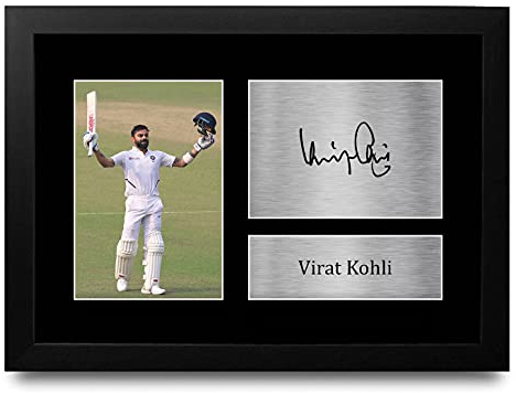 HWC Trading FR A4 Virat Kohli India Gifts gedrucktes signiertes Autogrammbild für Cricket-Fans – A4 gerahmt
