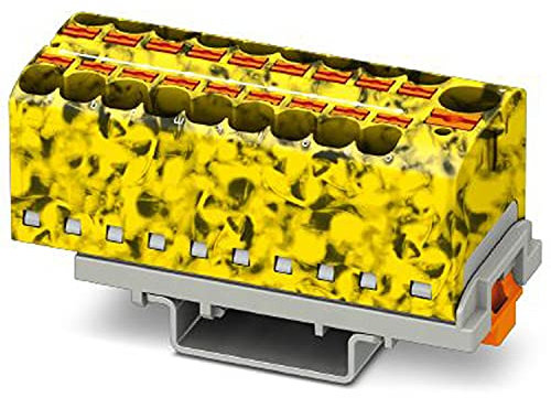 PHOENIX CONTACT PTFIX 10/18X4-NS35-FE Verteilerblock, Anzahl der Anschlüsse: 19, Querschnitt: 0,5 mm² - 10 mm², AWG: 20 - 6, Breite: 28,6 mm, Schwarz/Gelb, 8 Stück