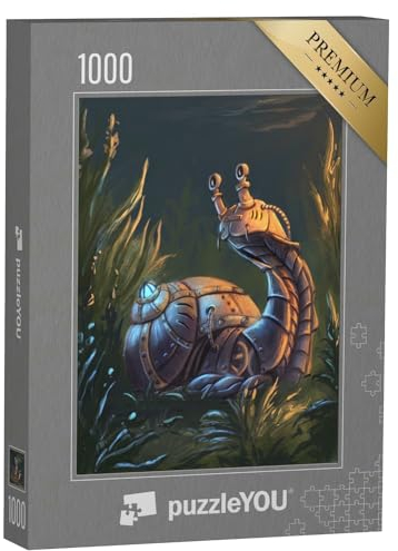 puzzleYOU: Puzzle 1000 Teile „Mechanische Schnecke im hohen Gras“ – aus der Puzzle-Kollektion Fantasy