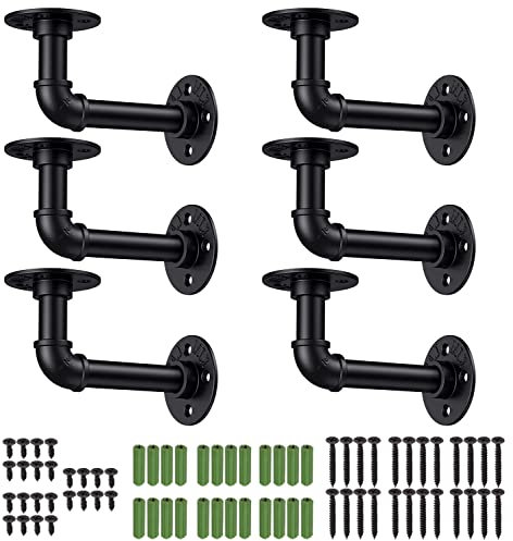 Tanice 6 Stück Rohrregal Industrie Regal für Bücherregal Schweberegal Sanitärschlauch für Gerüstbrett (15 x 8 cm) schwarz