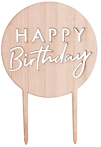 Ginger Ray Happy Birthday Wooden Eco Reuseable Cake Topper Decoration