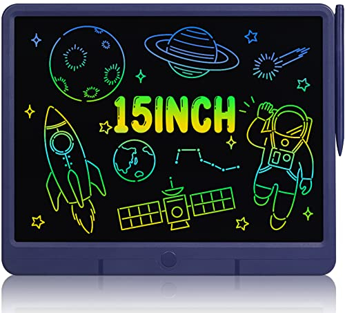 TUGAU Tavoletta Grafica LCD Display Colorato 15 Pollici Tavolo da Disegno Cancellabile,Lavagna da Disegno Portatile,per Giocattolo Educativo Bambini Regali (Blue)