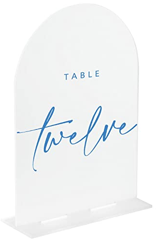 Lot de 10 panneaux d'arche en acrylique givré avec support | 12,7 x 17,8 cm - Panneau de table vierge en acrylique givré avec base givrée - Numéros de table de mariage - Décoration de table moderne