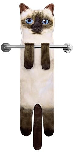 Divertidos Gatos Toalla de Mano-Decoración Gato Toalla Colgantes para Baño Trapos de Cocina-Animal Absorbente suave Toallas-regalos Graciosos Para Originales Mujer Amantes de Los Gatos-Siamés