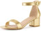 Allegra K Women's Open Toe Low Block Heel Ankle Strap Sandals Gold 6 UK/Label Size 8 US