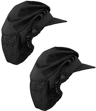 Lusofie 2 Stück Kochmütze Küche Bäcker Kochen kochhaube Schwarz Food Service Haarnetz Küche Damen Herren mit Krempe