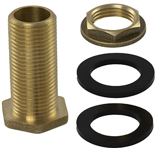 AERZETIX - C60614 - Racor Conector del Tanque de Agua - Rosca Exterior 1/2'' - con Juntas en Caucho - para depósito Barril bidón de Lluvia Cisterna irrigación riego - en latón