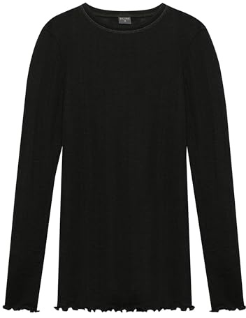 Dilling Damen Merinowolle Seide Langarmshirt Pointelle Baselayer leicht atmungsaktiv temperaturregulierend