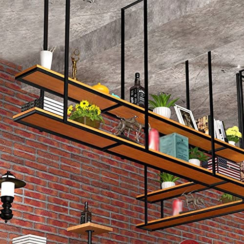 Deckenregal Hängend Küche Bar, Decken-Weinregal, hängender Topfhalter, 2-lagiges schwarzes Metall-Wandregal, schwebende Regale, für Bar, Café, Küche, Restaurant schweberegale ( Size : 90x30x80cm )