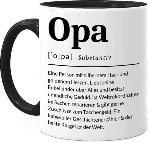 Tassenliebling® Definition Opa Tasse Personalisiert Schwarz - Beidseitiger Druck - Besonderes Geschenk zum Geburtstag für den Besten Opa der Welt