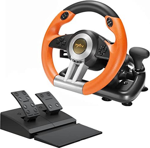 PXN V3 Pro Gaming Lenkrad, PC Lenkrad mit Pedal, 180° Lenkbereich - Gebraucht - Wie Neu - Vibrationen Feedback Lenkräder, Gaming Rennlenkrad für PS4, Xbox, PS3, PC, Switch -Orange