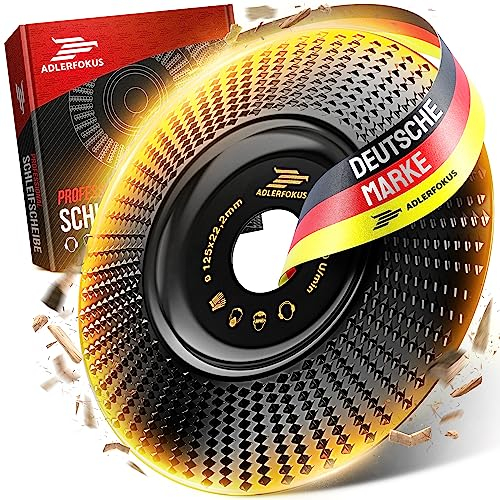 Adlerfokus Holz Schleifscheibe 125mm Winkelschleifer [EXTRA SCHARF] Flexscheibe für Holz - Wurzelfräse - Lackfräse - Baumstumpffräse - Raspelscheibe - Schleifen mit einer Flex Schleifscheibe