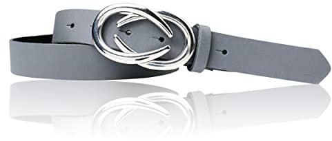 FRONHOFER angesagter Gürtel Damen mit modischer Gürtelschnalle silber, 3 cm, 19006, Größe:Körperumfang 100 cm/Gesamtlänge 115 cm, Farbe:Grau