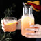Glass Water Pitcher with Cup 600ML Heat Resistant V-Shaped Mouth Bedside Water Carafe Tumbler Set Bathroom Mouthwash Bottle for Iced Tea Milk Water Coffee (A)