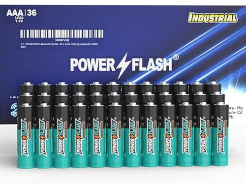 POWER FLASH AAA Battery is a 36 Pack, Ultra Long and Durable AAA Alkaline Battery, Suitable for Home and Industrial use