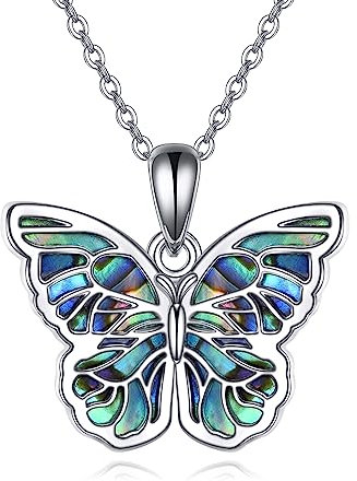 URONE Schmetterling Halskette für Frauen Sterling Silber Exquisite Schmetterling Anhänger mit Abalone Shell Schmetterlingsschmuck Geburtstag Weihnachten Geschenk für Frauen Mädchen