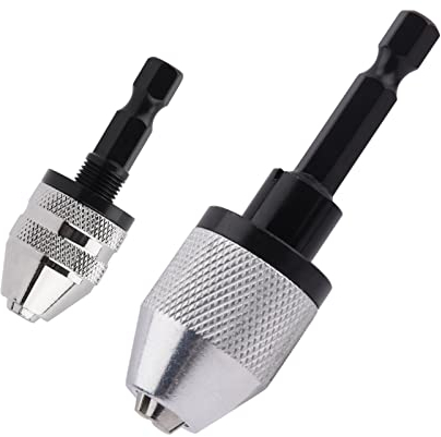 melebellot 2 Stück Schnellspannbohrfutter, Bohrfutter Adapter, Spannbereich 0,3–6,5 mm und 0,3–3,6 mm, 1/4 Zoll Sechskantschaft, 3 Backen Schnellwechsel Bohrfutter