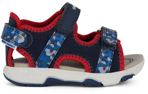 Geox B Sandal Multy Boy A, Bleu Marine/Rouge, 24 EU