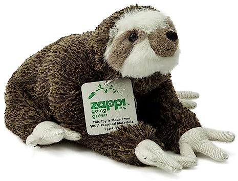Zappi Co 100% Recyceltes Plüsch Faultier Spielzeug (24.5cm Länge) Weiches Kuscheliges Umweltfreundliches Stofftier Sammlung Für Neugeborenes Erstes Kind