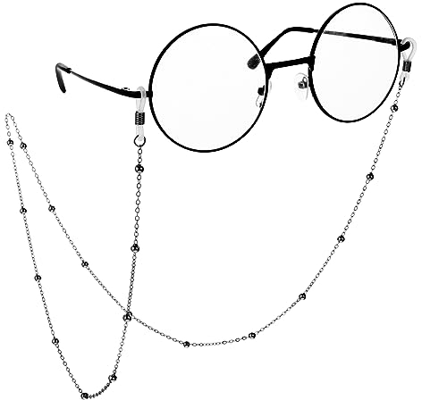 WLLHYF Brillenkette für Damen Riemenhalter um den Hals Damen-Sonnenlese-Brillenkette Aufhänger Lanyard-Halskette (schwarz)