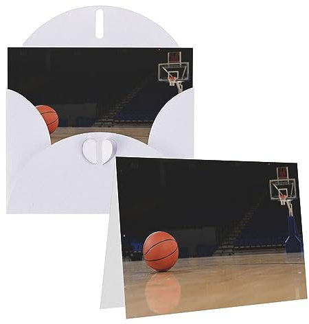 Basketball Blanko-Grußkarte mit Umschlag 10 x 15 cm Weihnachtsgrußkarten Blanko-Karte Notizkarten Geschenkkarte Umschläge für Einladungen Hochzeit Geburtstag