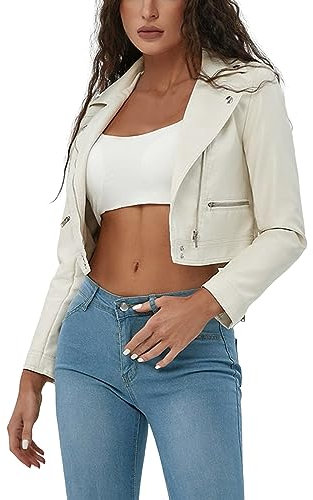 Fulidngzg Chiodo Pelle Donna Moto Elegante Autunno Invernali Giubbino Pelle Biker 2023 Racing Giacca Pelle Corto Leggero Giubbotto Pelle Nera Ecopelle Giubbotti in Pelle Curvy