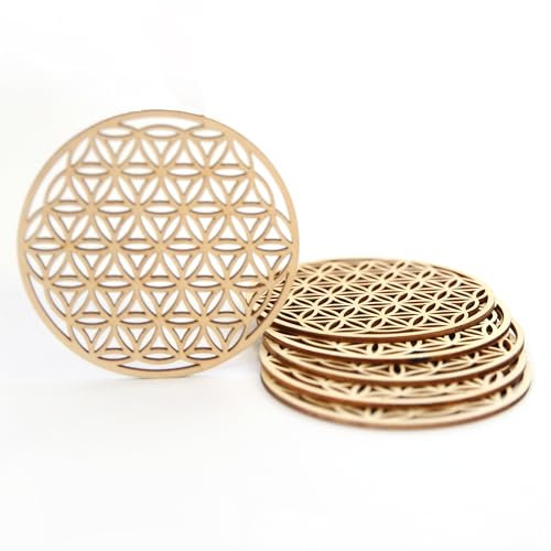 Ensemble de Dessous de Verre Fleur de Vie : Décoration Murale et Énergétique, Idéal pour Méditation, Lithothérapie et Cadeau Femme (Lot de 6)