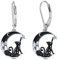 Gothic Katzen Ohrringe Ohrhänger Silber 925 Hängend Earrings for Women Cute Tiere Halloween Geschenke