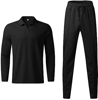 SkotO Waffel Sportanzug Herren Set Oversized - Trainingsanzug 2 Piece Sweatjacke & Trainingshose Casual Jogginganzug Einfarbig Sportjacke & Gerades Bein Jogginghose Zweiteilig Set