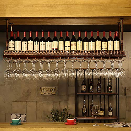 Techo de Metal, Copa de Vino de Almacenamiento Estante de Vaso Colgante de Vidrio Colgante de Vaso, Estante de Vino de Decoración de Bares/80Cm