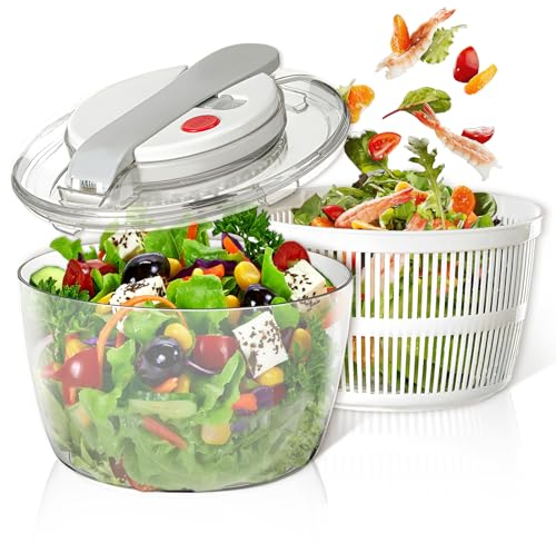 Salatschleuder,Pressentyp Gemüse- und Obsttrockner,Salad Dryer Mixer with Bowl & Colander,Trocknet Wasser schnell,zum Waschen und Trocknen von Blattgemüse