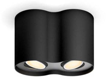 Philips Hue White Ambiance Pillar 2er Spot, inkl. GU10 LED-Lampe, steuerbar via App, kompatibel mit Amazon Alexa (Echo, Echo Dot), schwarz, neue Generation