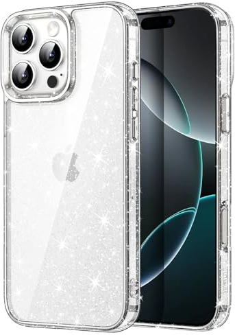 JETech Glitter Case for iPhone 16 Pro 6.3-Inch, Bling Sparkle Shockproof Phone Bumper Cover, Cute Sparkly for Women and Girls (Clear)