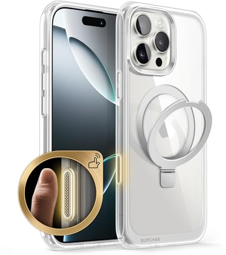 SUPCASE for iPhone 16 Pro Max Case with Camera Control Capture Button (Unicorn Beetle Mag), [Built-in Stand] [Compatible with MagSafe] [Military-Grade Protection] Clear Magnetic Phone Case, Crystal
