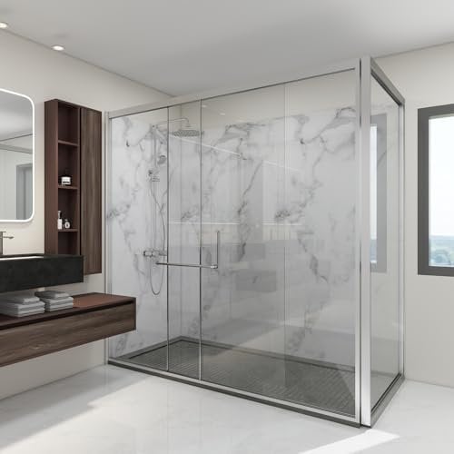 [neu.haus] Duschrückwandset Bladel 12er Set 120x60 cm Wandverkleidung Wanddeko wasserfest Badrückwand Duschrückwand Dekorwand 3 mm Bad Dusche WC Küche White Marble