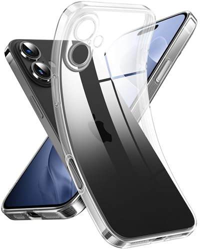 Supdeal Custodia Trasparente per iPhone 16, Mai Gialla con Protezione Fotocamera, Cover Case in Silicone Trasparente Ultra Sottile e Leggera, 6,1, Trasparente