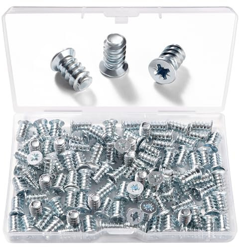 VooGenzek 100 PCS M6.3 * 11 mm Euro Screws, Countersunk Head, For Furniture Accessories, Drawer Rails, Kitchen Cabinets, Doors, Wardrobes, Cupboard Hinges