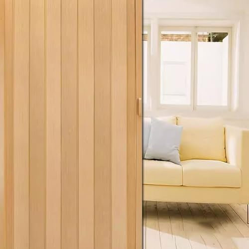 Oracra Schiebetür Ziehharmonika-Schiebetür für Speisekammer, Haushalt, PVC 6mm Falttür Im Akkordeonstil für Kleiderschränke, Falttüren In Holzoptik mit Knöpfen, Türtrenner(31x80in(78.7x203cm))