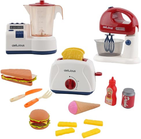 Cucina Giocattolo per Bambini,Giochi Accessori Cucina bambini con Spremiagrumi, Frullatore, Tostapane,Cucinetta per Bambini, Gioco di Ruolo da Cucina per Bambini 3 4 5 6 Anni