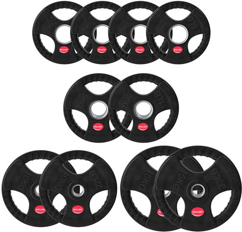Gallant 70kg Weight Plates Set, 2 Inch Olympic Weight Plates, Rubber Coated Cast Iron with Tri Grip for Olympic Barbell Weights, (15kgx2 +10kgx2 +5kgx2 +2.5kgx4 = 70KG Set) Home Gym Strength Training