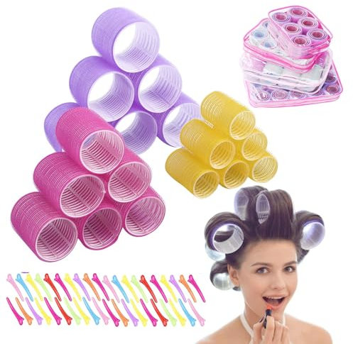 36-teiliges Set Lockenwickler Rollen, Jumbo Big Hair Roller Sets mit Entenschnabel Clip, Lockenwickler Haar Pony Volumen für lang mittel kurz