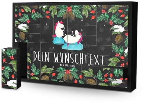 Mr. & Mrs. Panda Personalisierter Befüllbarer Adventskalender Einhorn Sekt - Personalisierte Geschenke, Unicorn, Einhörner, BFF, Freundinnen, Einhorn