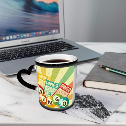 AELKSP Ceramic,Bingo or Lottery Retro Game with Balls and Cards.,Coffee Mug Color Changing Mug Hot Heat Changing Mug Hot Heat Sensitive Mug Coffee Mug Tea Mug Drink Cup Milk Mug