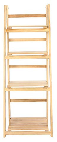 Wooden 4 Tier Ladder Shelf Display Unit for Garden Home Balcony Folding Bookcase Stand with Storage Natural Color