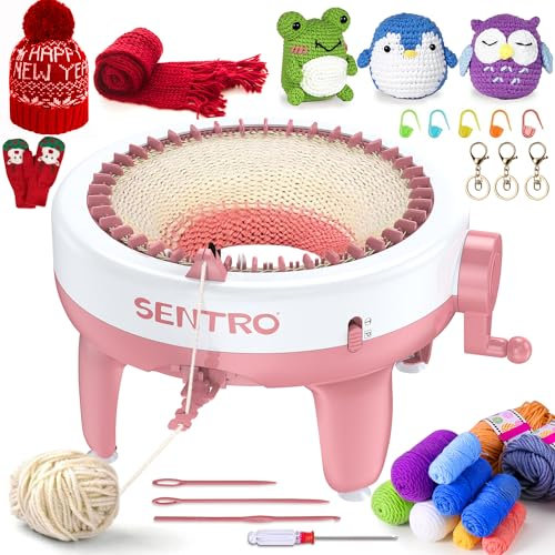 Sentro Strickmaschine, 40 Nadeln, perfektes Strick- und Häkelset für Anfänger, intelligentes Strickwebstuhl-Zubehör, Weihnachtsgeschenke für Kinder und Erwachsene, niedliches Tier-Häkelset als Bonus