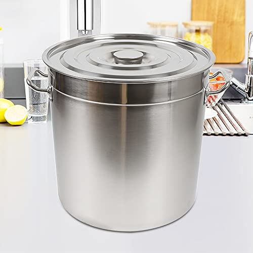DSYOGX - Large 70 Litre Stockpot, Stainless Steel Stock Pot with Lid, 45CM Diameter Saucepan Commercial Grade Stockpots for Stewing, Frying, and Keeping Warm with Gas Stoves, Electric Heaters, Silver