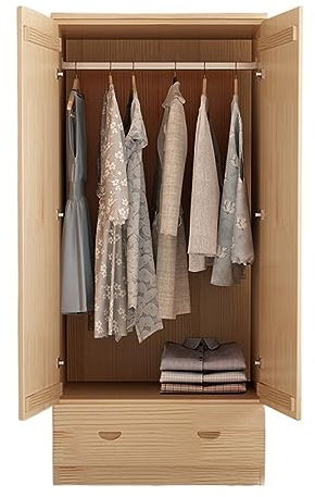 Kurzer Kleiderschrank aus Massivholz, Aufbewahrungsschrank für Schlafzimmer, unlackierter Holzbodenschrank mit niedrigem Design und 1 Schublade (Farbe: B54, Größe: 160 x 60 x 40 cm)