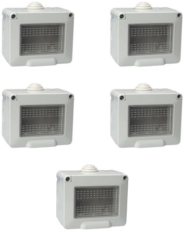 5 Contenitori grigi da parete per moduli, compatibile con Vimar Plana, 3 moduli, IP55 da esterno, Scatola per impianto elettrico, tecnopolimero ad alta resistenza, per pulsanti, prese, interruttori