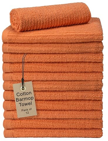 Textila Bar Mop Towels 16x19 Inch – Terra – Pack of 10, Cotton Dish Cloths & Cleaning Towels for Kitchen, Bar, Restaurant, Household Use – Absorbent, Durable, Reusable